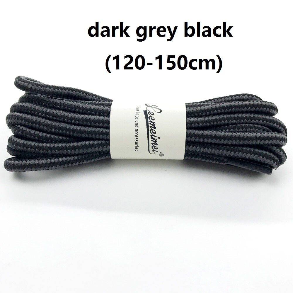 Doble farger sko lisser 120 150cm polyester sneaker sko lisser dobbel stripete flette runde skolisser til støvler: Mørk grå svart / 120cm
