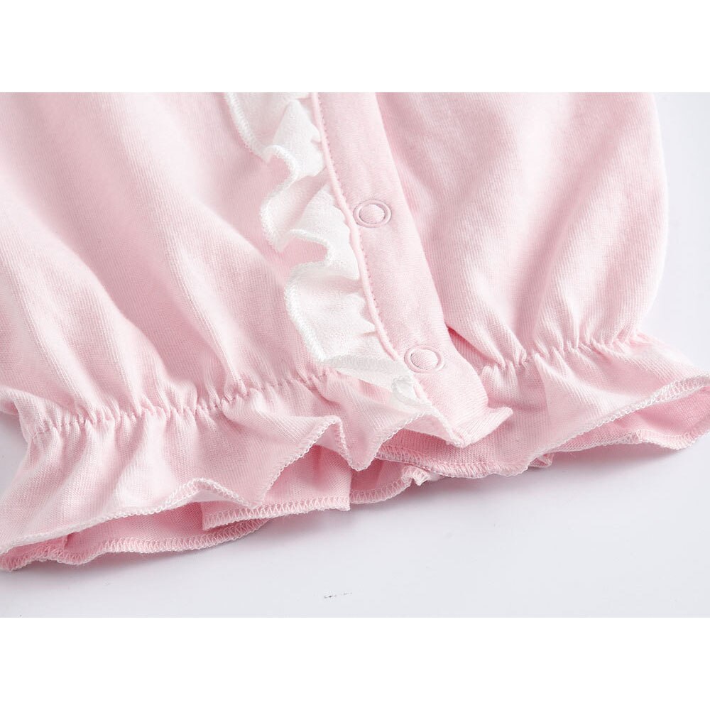 Newborn Baby Girls Sleepers 0-9 Months Baby Girls Robe Princess Pink Newborn Pajamas Gown with Lace for Baby Girls