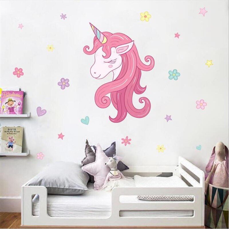 Rainbow Unicorn Wall Sticker Art Mural Living Room Bedroom Waterproof Wall Decoration wall stickers for kids rooms