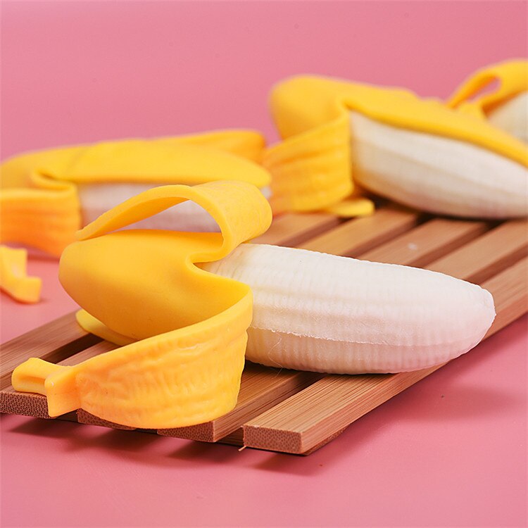 13Cm Simulatie Banaan Squeeze Speelgoed Langzaam Stijgende Jumbo Lanyard Squishy Peeling Banaan Antistress Relief Novelty Decompressie Speelgoed
