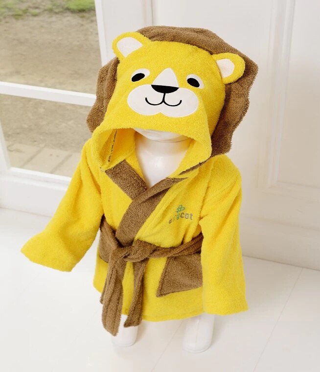 winter Spring Yellow Lion Dressing Gown Bathrobe Hooded-Eared Cotton 3 - 4 - 5 Years Old