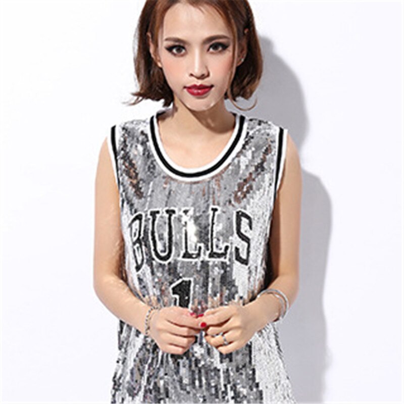 Basketball baby bogstaver cheerleaders pailletter vest kostumer natklub jazz danse performance kostumer
