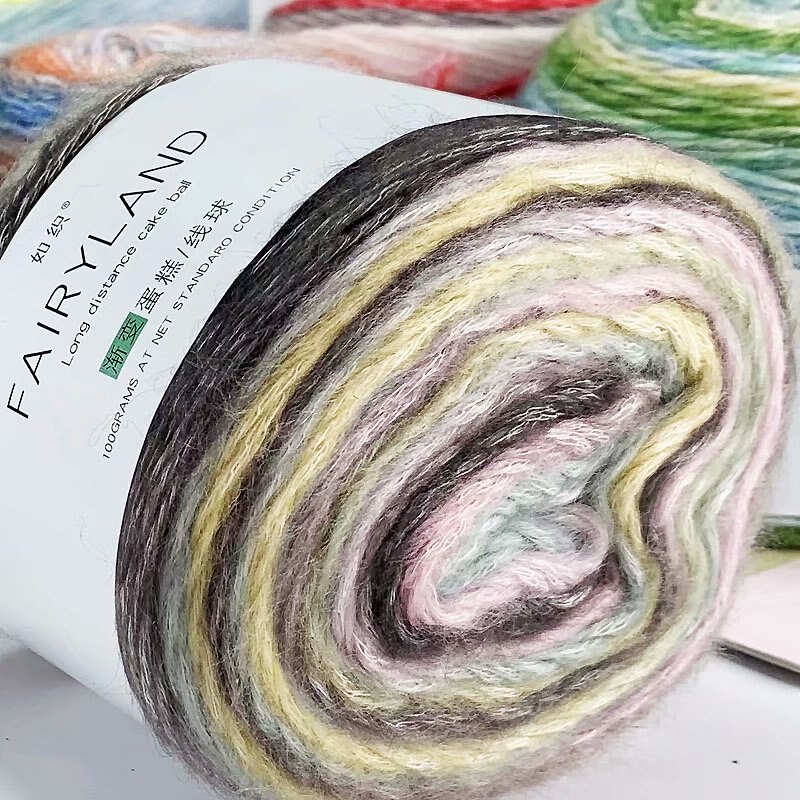 100g Rainbow Color Hand-woven Cotton Yarn Soft Crochet Thick Yarn For Hand Knitting Warm Sweater Sofa Cushion Scarf DIY