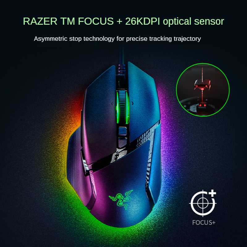 Razer BASILISK V3 e-sports 26K DPI czujnik optyczny najszybszy przełącznik myszy do gier Chroma oświetlenie RGB