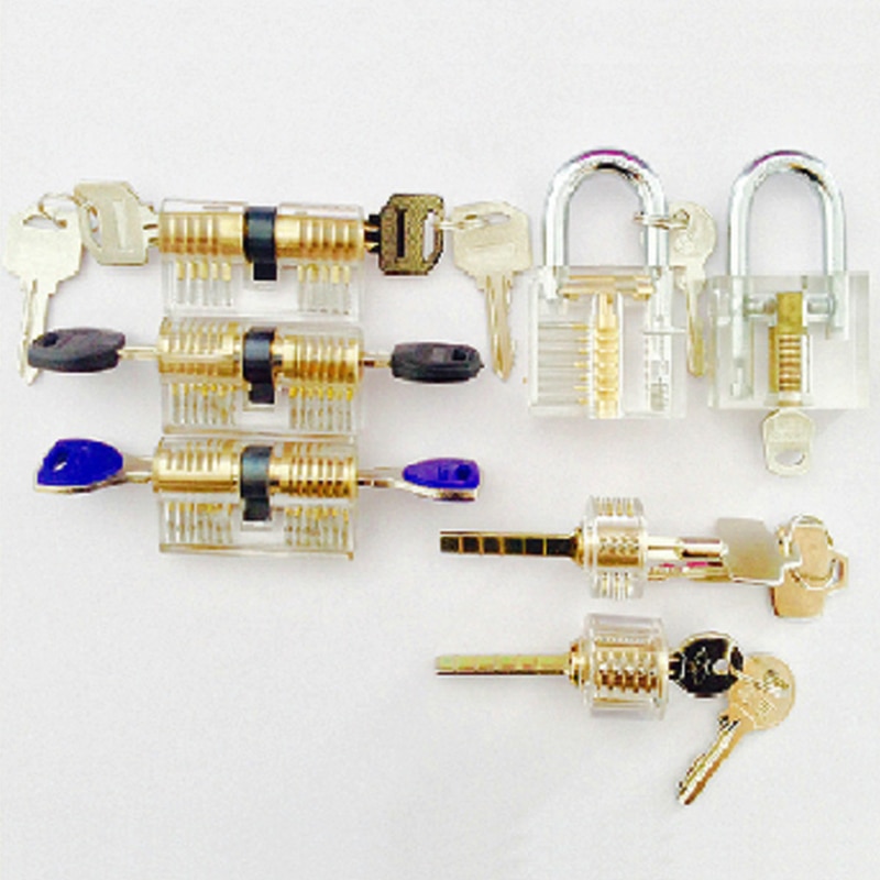 7pcs Transparent locks Combination Practice Locksmith Training Tools Visible Lock Pick Sets