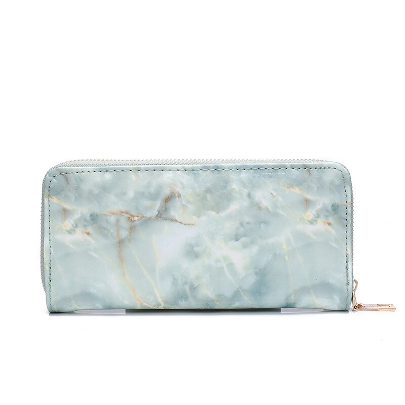 Portafogli da donna Casual portafogli borse da donna pochette in pelle verniciata in marmo Feminina borsa con cerniera per ragazze porta monete porta monete: green