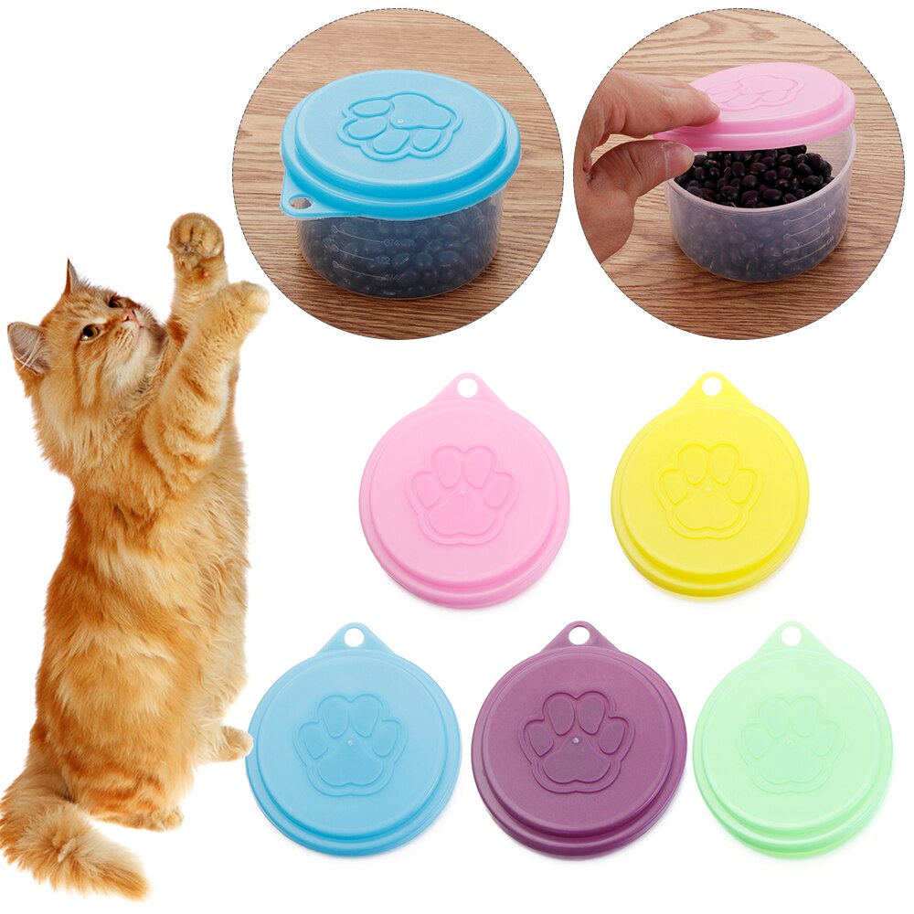 1Pc 3 In 1 Reusable Food Storage Keep Fresh Tin Cover Cans Cap Pet Can Box Cover Silicone Can Lid Kitchen Supplies