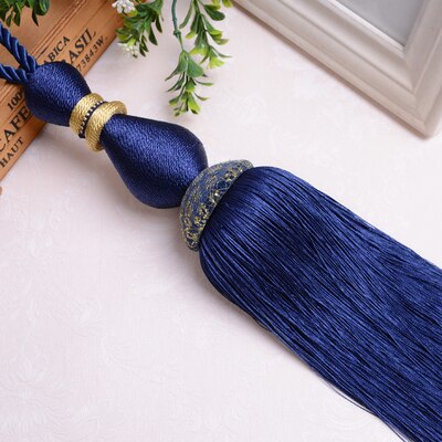 2 teile/los Vorhang Quaste Pinsel Fringe Raffhalter Hängen Gürtel Ball Seile Vorhang Zubehör Tieback Schnalle Wohnkultur: Sapphire blue