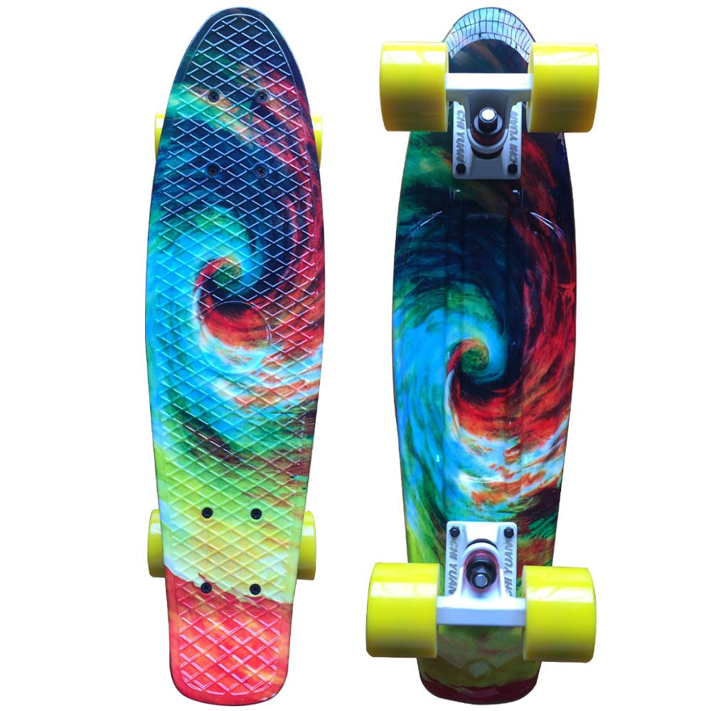 22&quot; X 6&quot; Skateboards Retro Standard Skate Board Mini Cruiser Plastic Longboard Graphic for Girls Twister