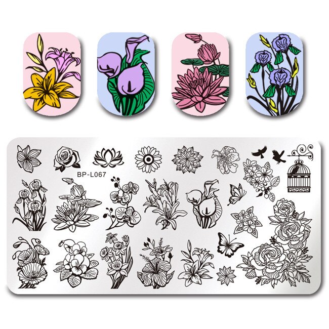 Né joli été fruits ongles estampage modèle fleur jus boissons ligne laisser modèle bricolage Nail Art Image plaques: BP-L067
