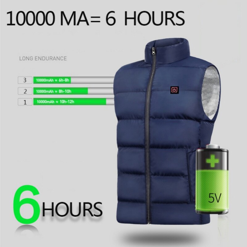 9 Zones Heated Vest Jacket USB Men Winter Electric Heated Sleeveless Jacket Outdoor Fishing Hunting Hiking Vest Waistcoat