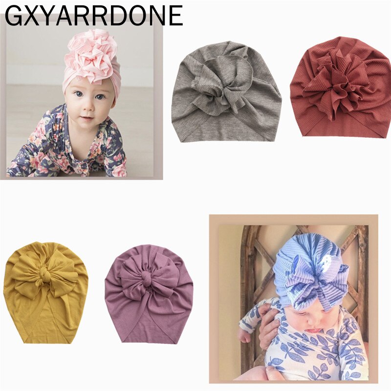 Turbante superelástico para bebé, sombrero fino para niña recién nacida, gorros con lazo de flores para niño pequeño, gorros para bebé , novedad para verano