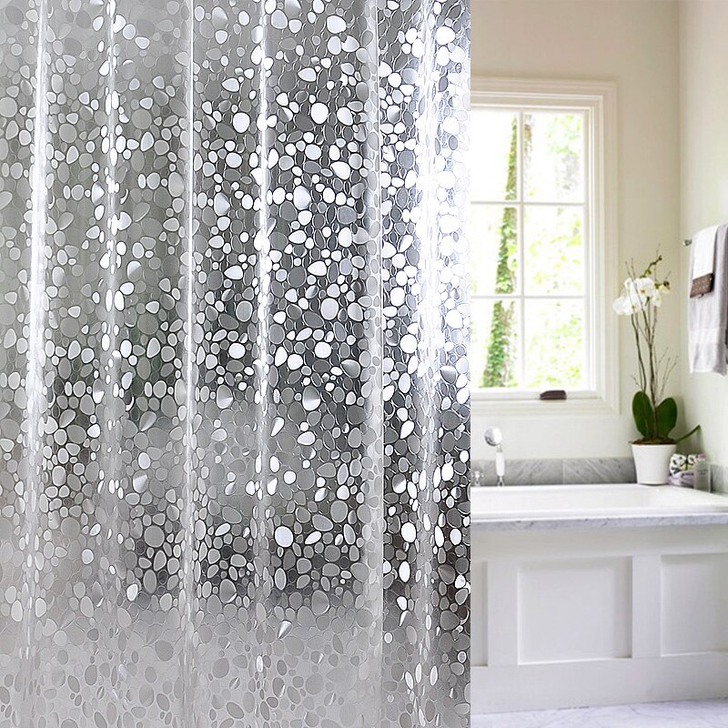 Wasserdicht 3D Badezimmer Dusche Vorhang Transparent Bad Vorhang mit Haken Verdickt Bade Sheer Breite Bad Vorhang: Pebbles / 80cmx180cm