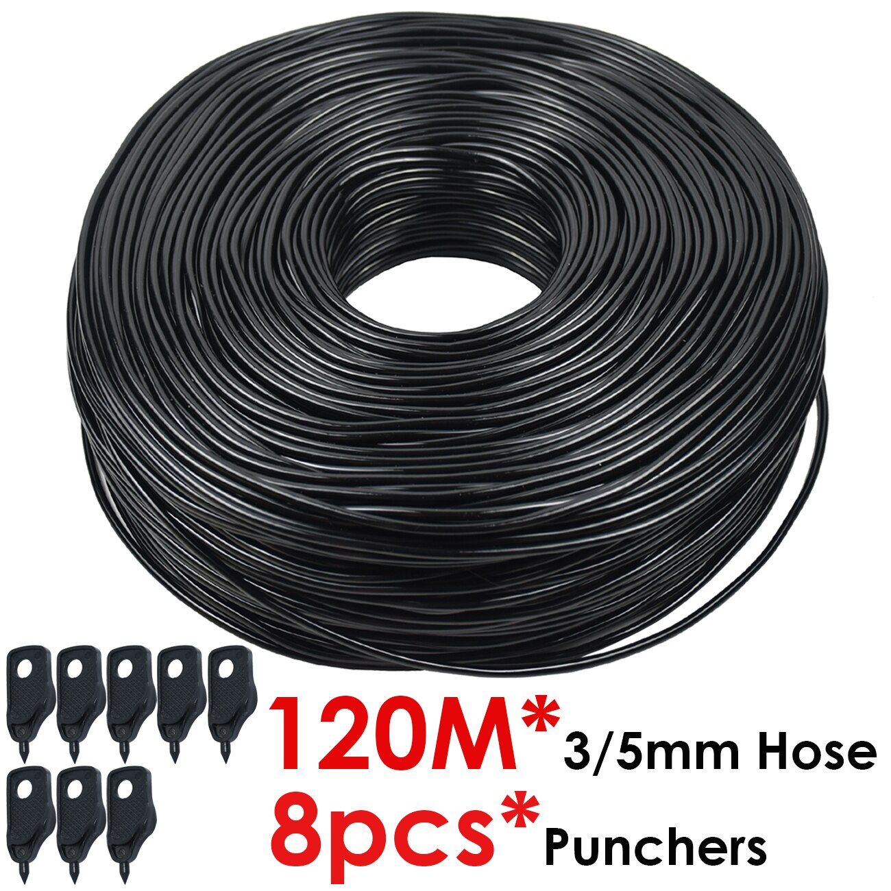 Sprycle 5-140M 3/5Mm Pvc Slang Micro Drip Irrigatie Systeem W/Puncher 1/8 ''tuin Tubing Pijp Pijl Druppelaar Planten Kas: Donker Kaki