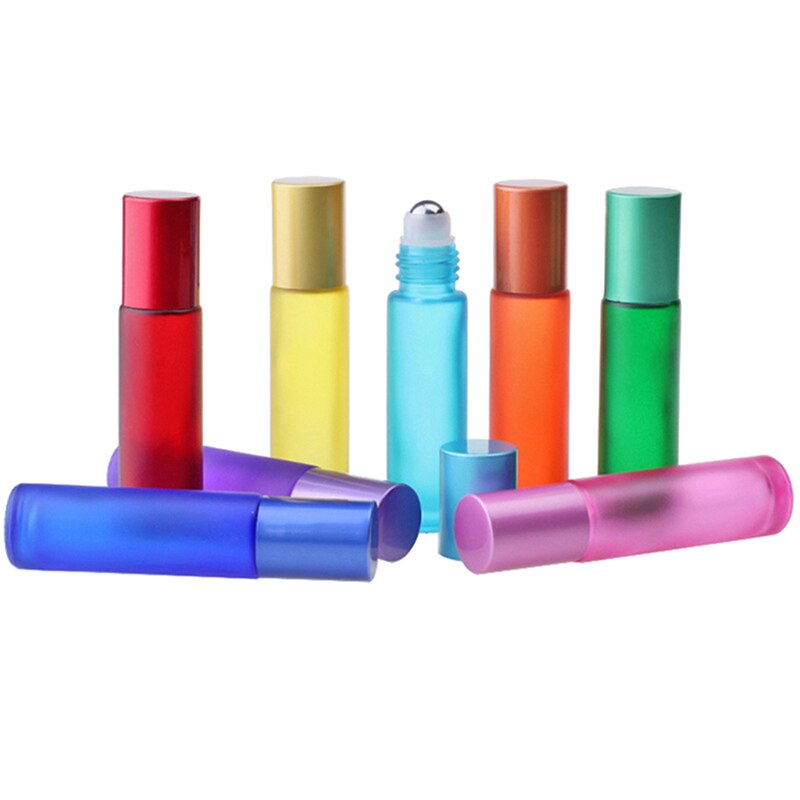 10Ml Gradiëntkleur Dik Glas Roll Op Essentiële Olie Lege Parfum Fles Roller Ball Fles Duurzaam Voor Reizen