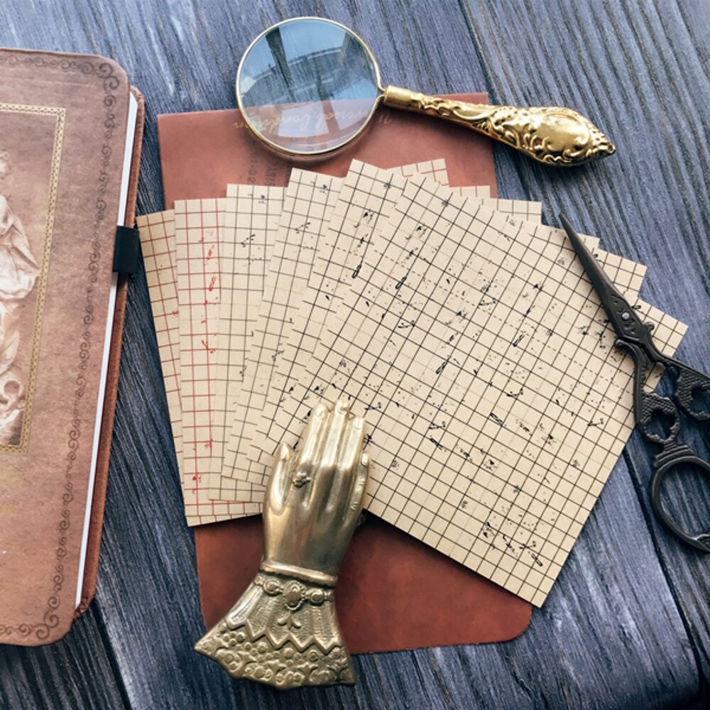 6Pcs/Pack Vintage Grid Kraft Paper Sticker DIY Cra... – Grandado
