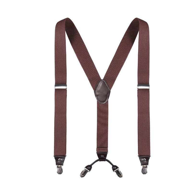 Style 3.5cm y-form 4 klips seler herre seler suspensorio masculino til mand eller kvinde: Brun