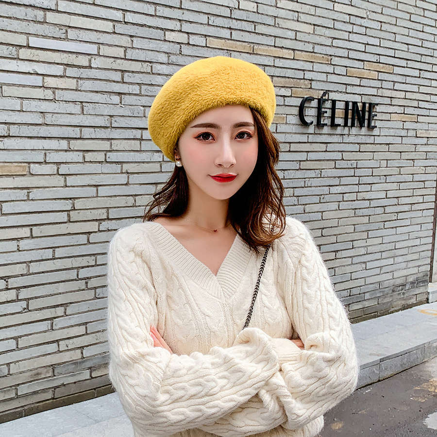 Faux velvet woman beret ladies Parisian style hats autumn winter night hat woman girl birthday christmas