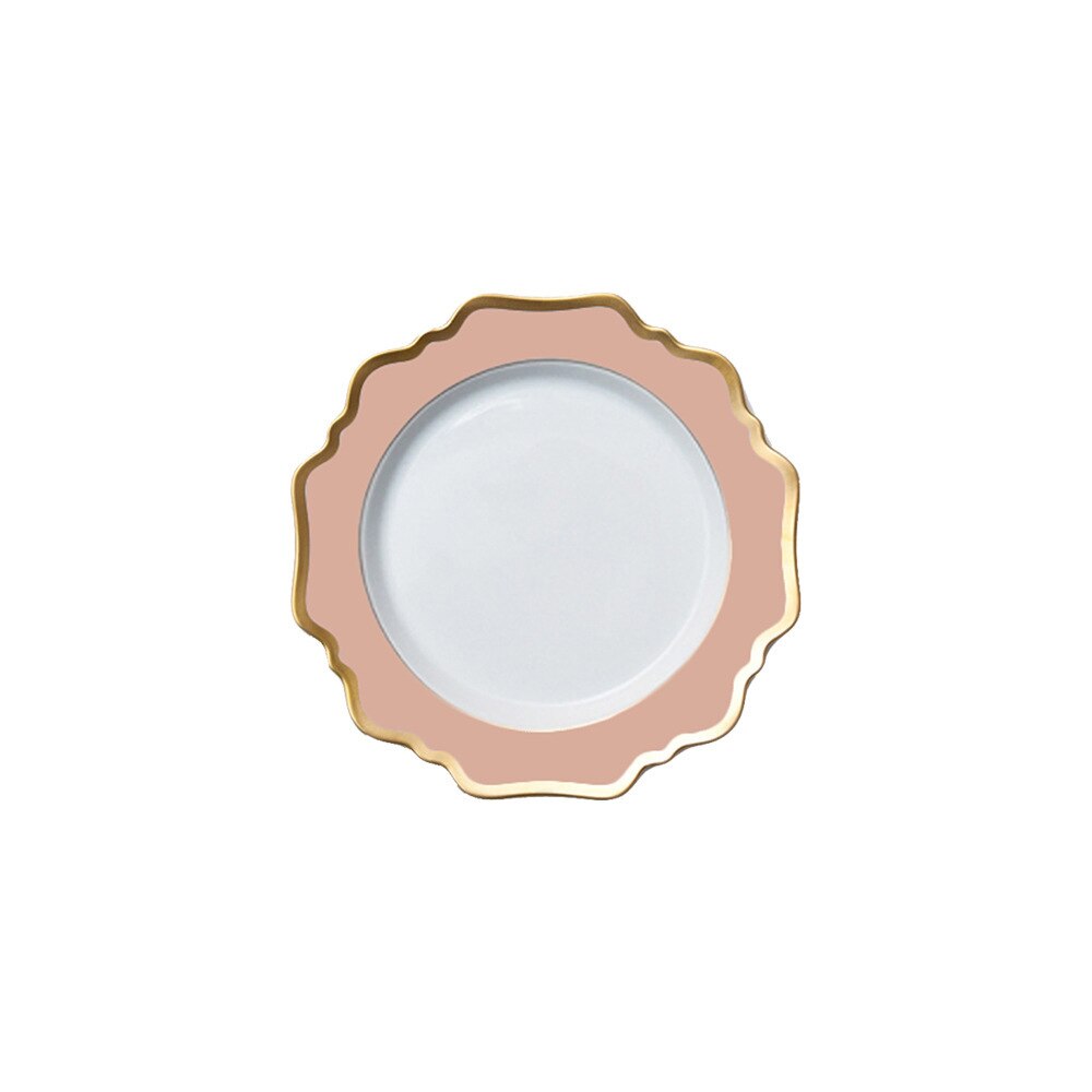 Sunflower Ceramic Dinner Plates Wedding Party Dishes White Pink Golden Edge Tableware for Girls Dessert Plate Serving Tray: 6.5 inch