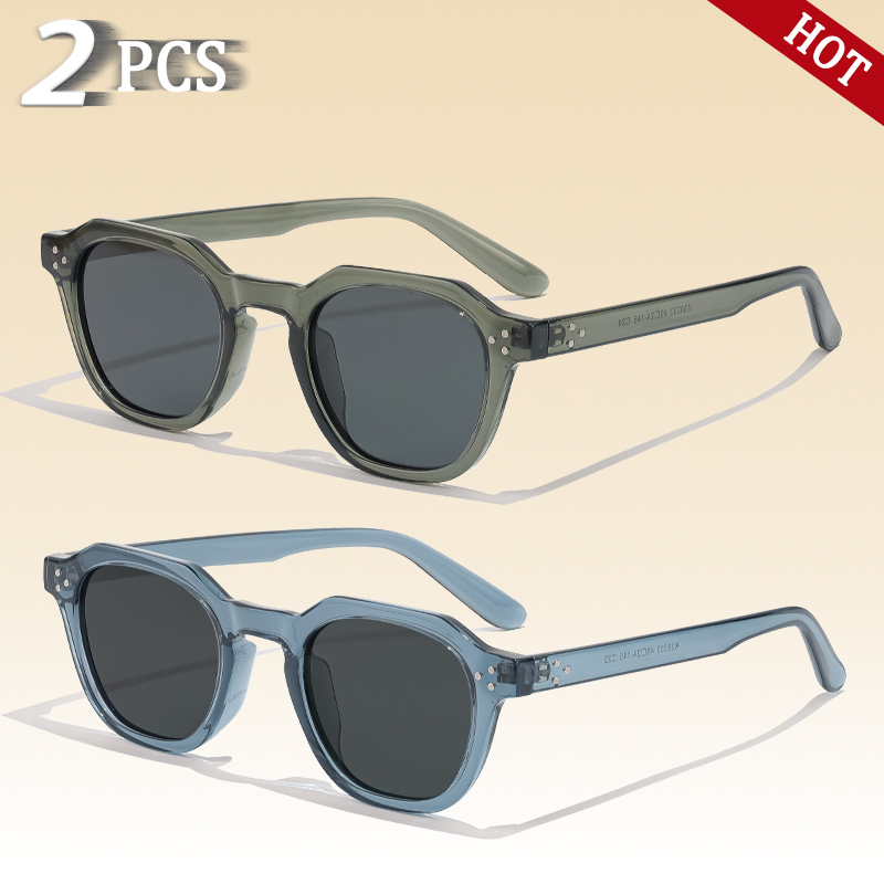 CATERSIDE gafas de sol polarizadas Retro para hombre, gafas de sol poligonales ultraligeras TR90 con montura UV400, gafas de viaje de para exteriores: Azul