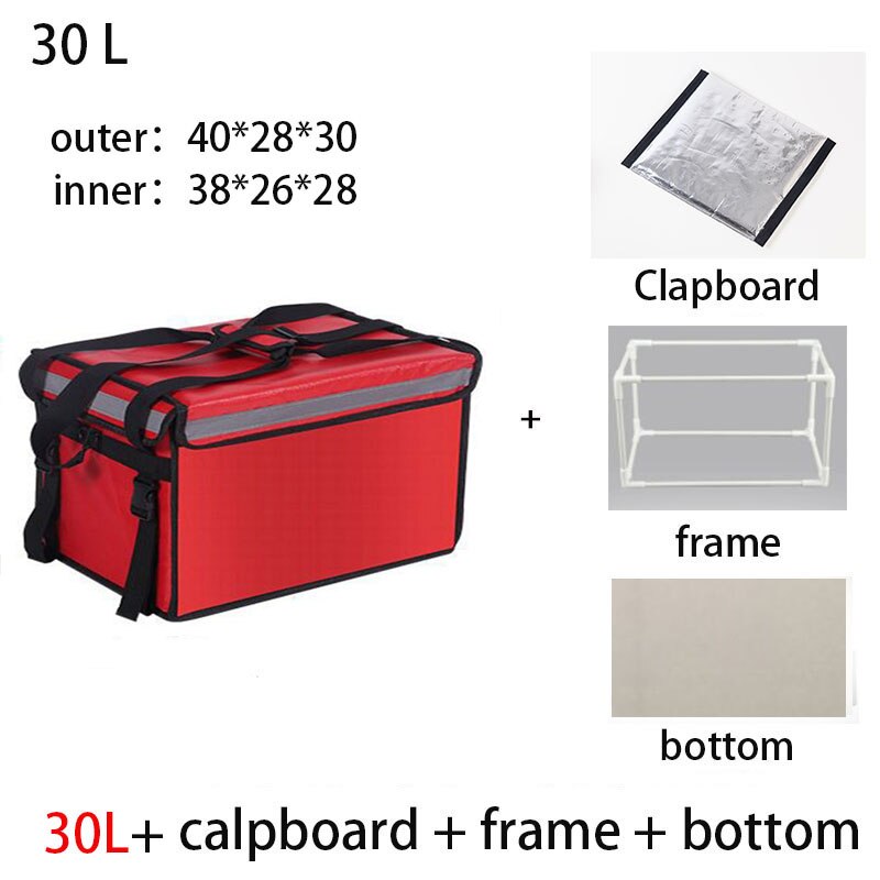 30L Extra Large Cooler Bag Car Ice Pack Insulated Thermal Lunch Pizza Bag Fresh Food Container Refrigerator Bag: red