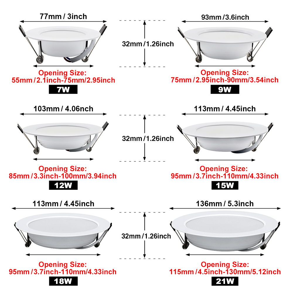 Spot LED Downlight Ceiling AC 220V 240V 9W 12W 15W 18W 21W Spotlight Cold Warm White Round Recessed Lamp LED Spot Light Lighting