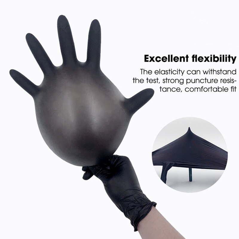 Latex Gloves Disposable 100pcs Black Nitrile Gloves XS/S/M for Household Cleaning Drawing Kitchen Washing Work Protective Gloves