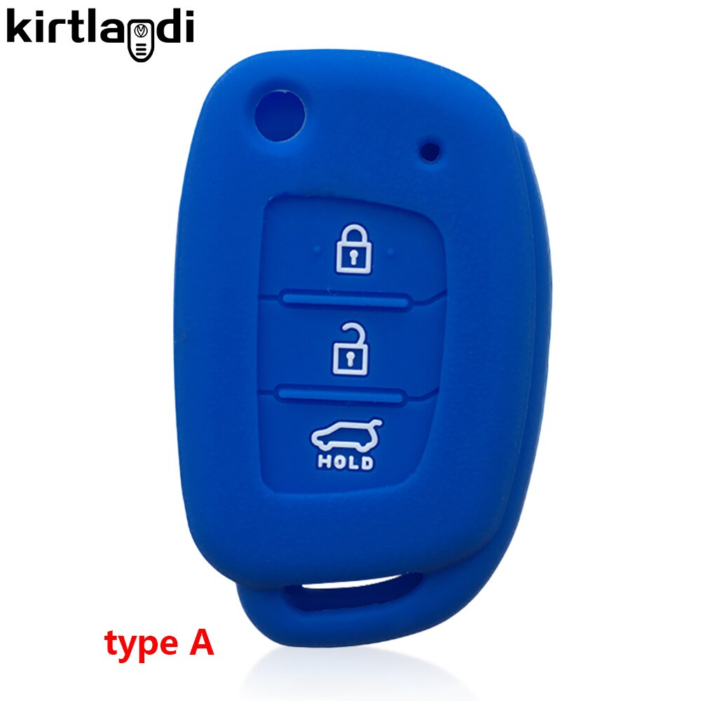 Kirtlandi – housse de protection en Silicone pour clé de voiture, pour Hyundai Solaris I10 I20 Ix25 Elantra, accessoires: type A blue