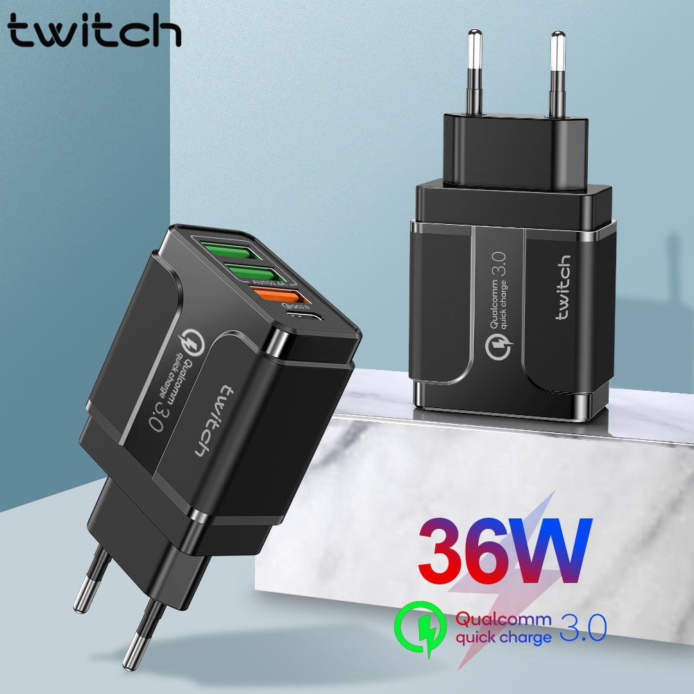 Twitch 3 Poorten Usb Charger Quick Charge 3.0 Voor Iphone Samsung Xiaomi Huawei Snelle Lading Pd Oplader Voor Telefoon Opladen adapter