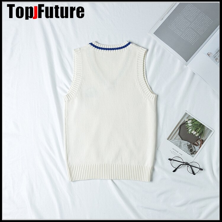 WOMEN Japanese girl's Knitted Vest cute versatile sweater school Uniform Cardigans Baby seal embroidery sweater