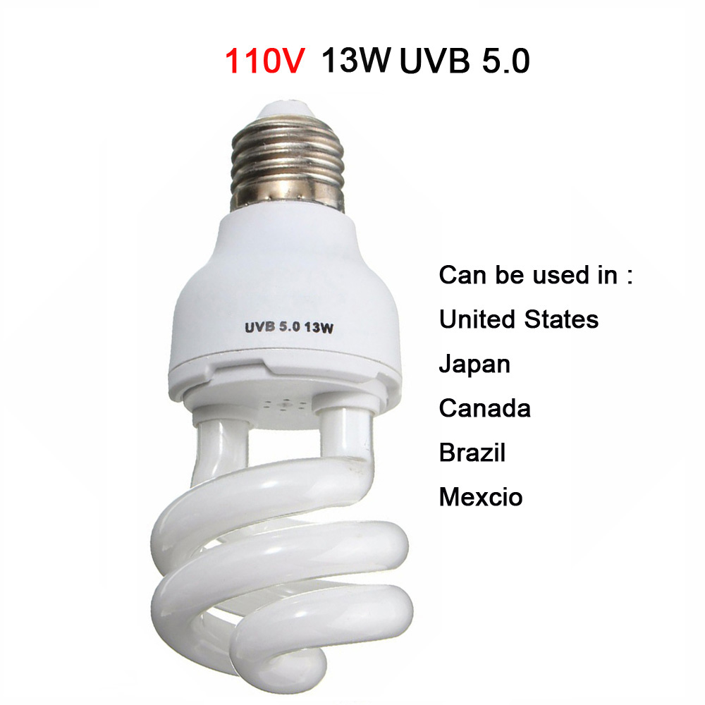 Uvb 5.0 uvb 10.0 matelijalamppu kilpikonna uvb polttimo lisko käärme lguaanit lämpö kalsiumlamppu valo energiansäästö  e27 13w 26w 110v 220v: 110v 13w uvb 5.0