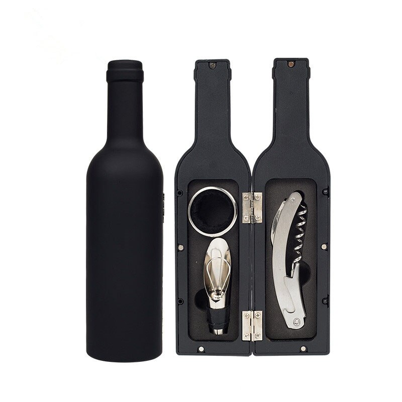 1 Set 3Pcs/5Pcs Wijnfles Corkscrew Set Tool Fles-Vormige Houder Flesopener BOM666: Black 5pcs