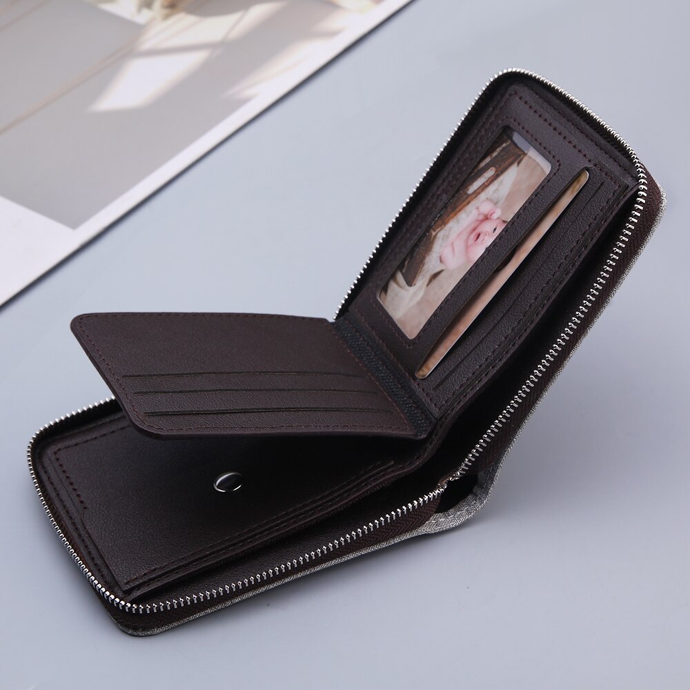 men's wallet Vintage zipper canvas cross-section multi-function wallet tide short men's wallet Coin purse carteira masculina