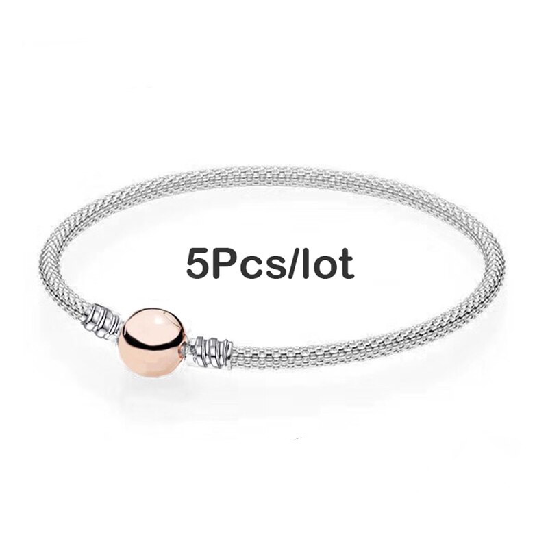 TOGORY 5Pcs/lot Pulseira Charm Bracelets & Bangles Femme Heart-Shaped Basic Chain Fine Bracelet & Bangle Women Jewelry: Q4 / 19cm