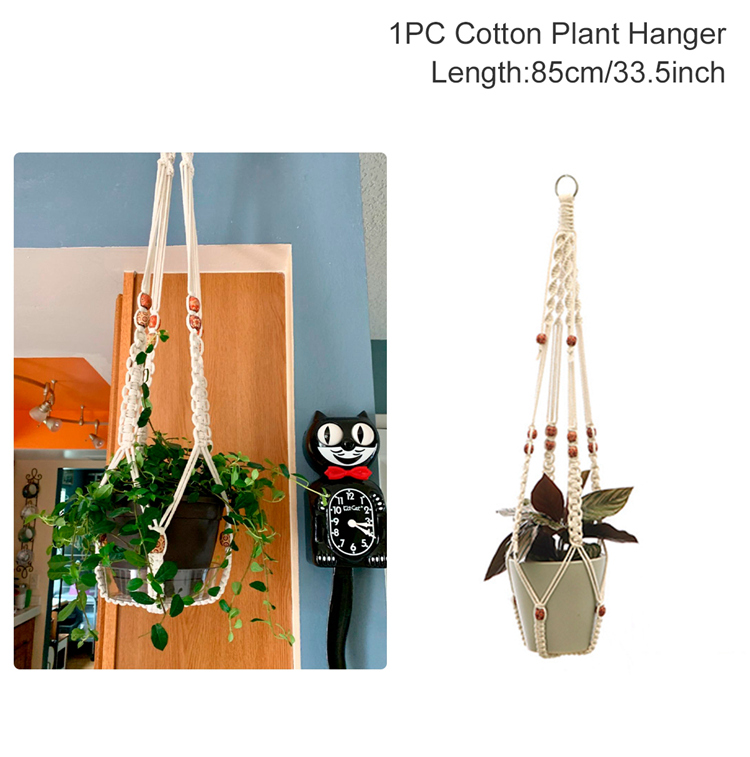 Macramé hecho a mano colgador de plantas cestas soporte para macetas balcón colgante maceta cesta decoración cuerda de elevación suministros de jardín para el hogar