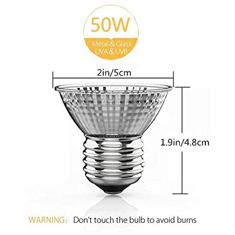 50W UVB Bulb UVA Light Halogen Basking Bulb Reptilian Lamp Lizard Lamp E27 Lamp Spot Lamp Full Spectrum Sun Lamp
