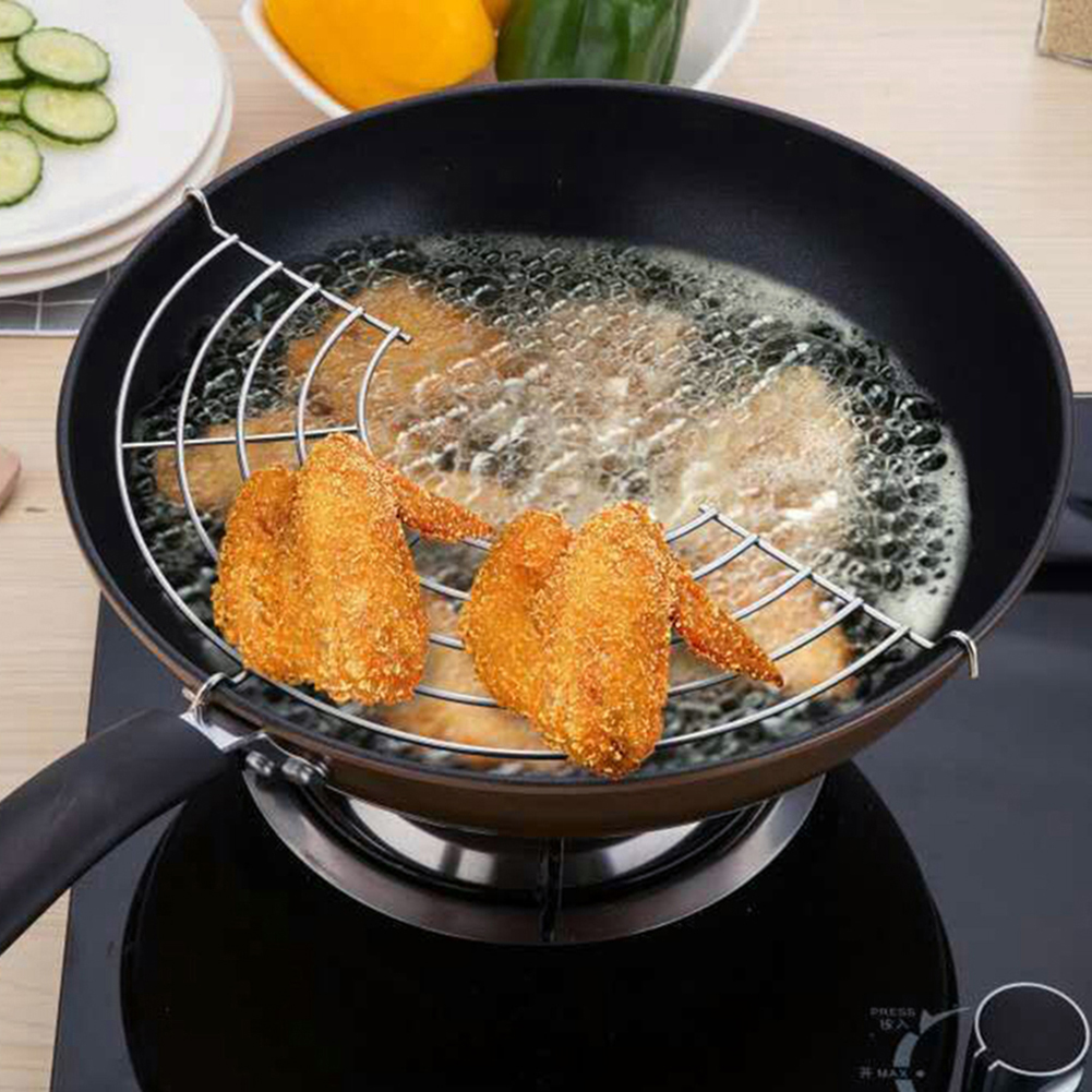 24/26/28/30cm dauerhaft Rost-nachweisen Edelstahl halb-rund Pfanne Regal wärme-widerstand Öl Ablauf Gestell verwöhnen Werkzeuge