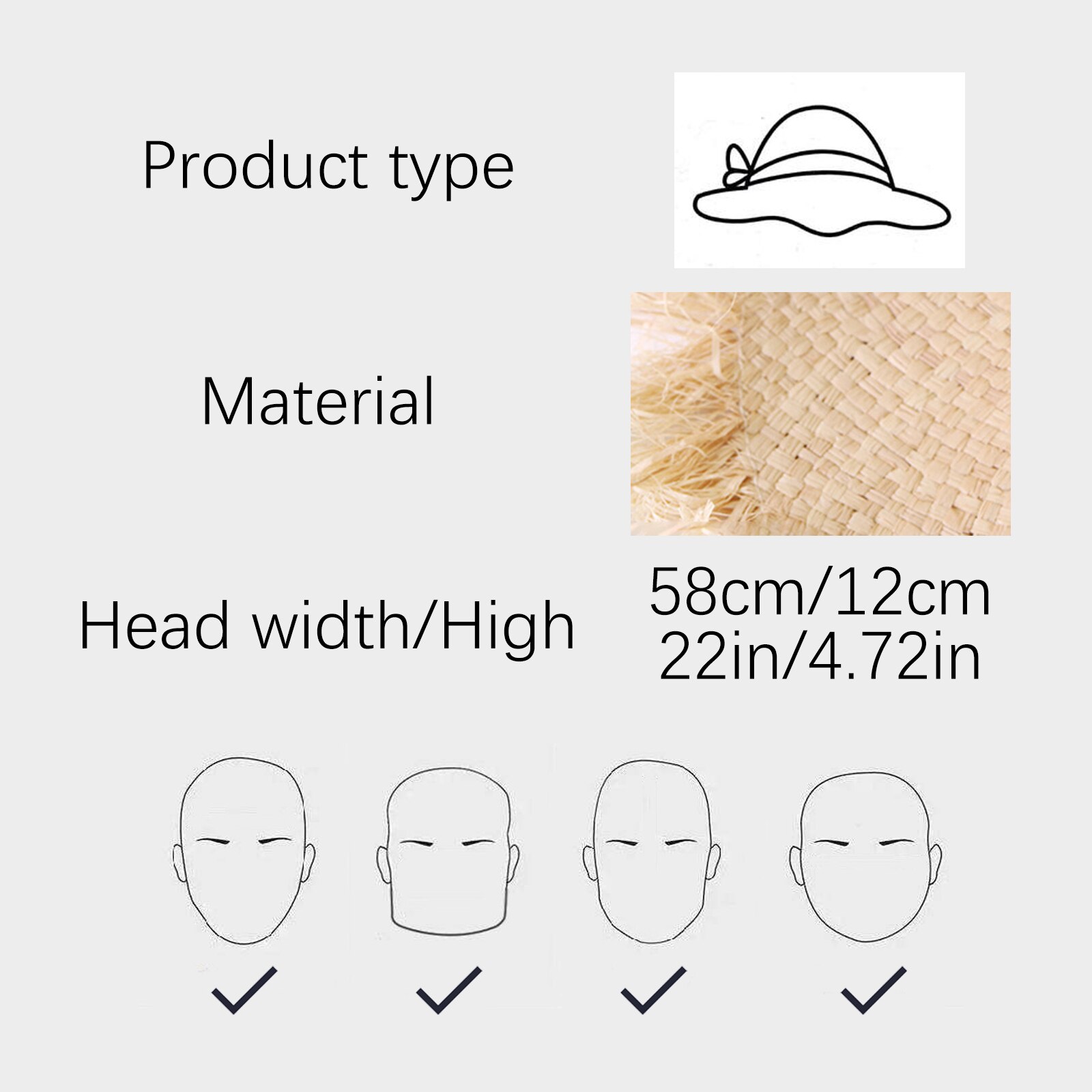 Sombreros de rafia tejidos a mano para mujer, sombrero de paja de ala grande con cordones, para playa y aire libre, color sólido, Simple, Verano