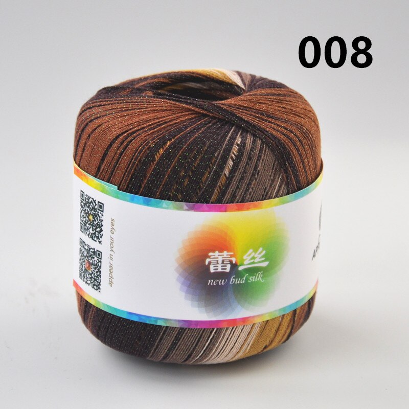 50g/Bal Katoen Metallic Kant Regenboog Garen Kleurrijke Dunne Draad Voor Haken Breien Door 1.55mm Haaknaalden: 008