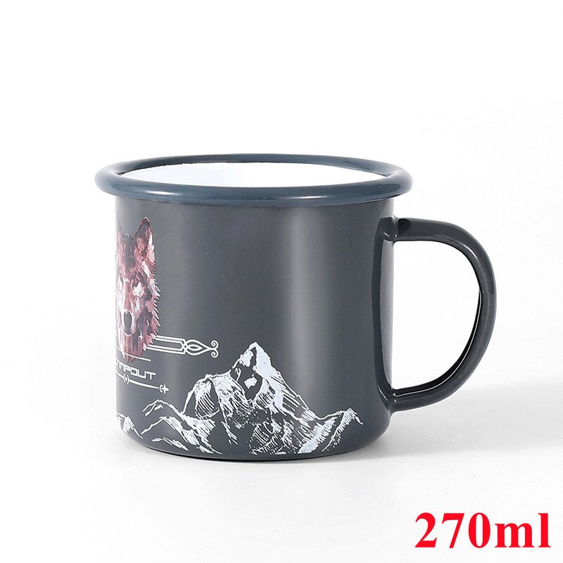 270ml Outdoor Camp Enamel Beer Mug Home Accommodation Wine Cup Coffee Thickers Mugs Family Juice Water Drinking Beverage Utensil: Gray