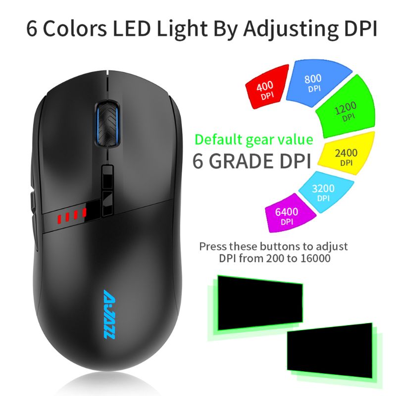 AJazz -Grade i305Pro RGB 2.4G Gaming Mouses Wireless Dual Mode Rechargeable 200-16000 DPI