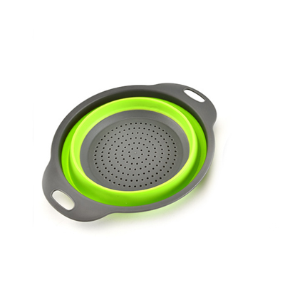 Ermakova Keuken Opvouwbare Vergiet Premium Siliconen Inklapbare Zeef Groente Fruit Colanders Zeven Vouwen Zeef: Green / M