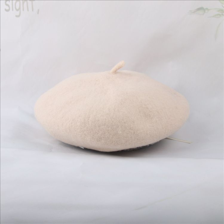 Flickhatt barn vinter yllehatt knoppar keps flickor cany color hatt flickor vintermössa: Beige