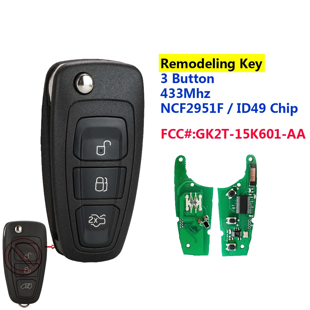 Originele Afstandsbediening Sleutel Voor Ford Transit Frequentie 433 Mhz ID49 Chip Deel Geen GK2T-15K601-AA/Ab/ac