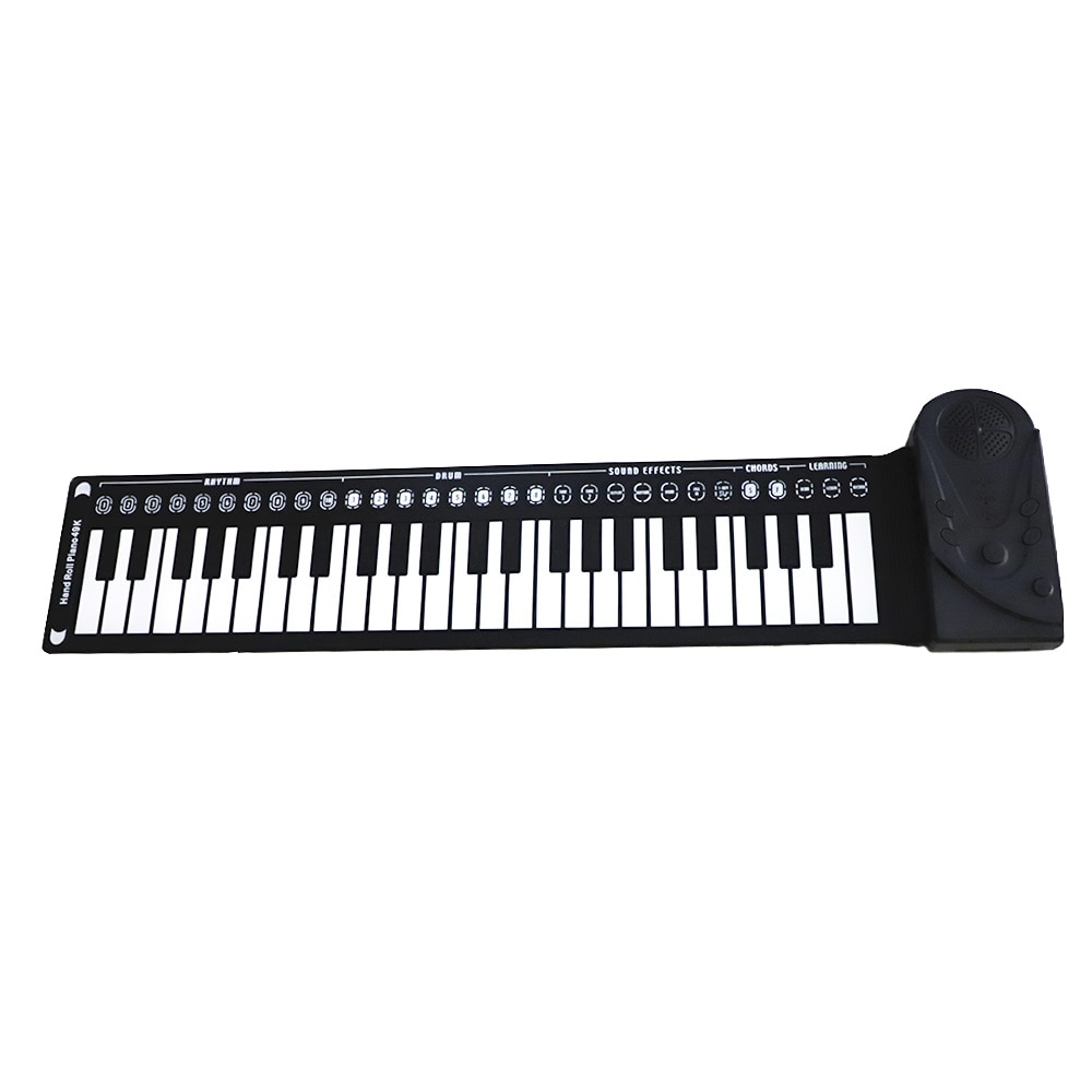 49 toetsen Piano Midi Keyboard Zachte Draagbare Piano 'S Roll Up voor Kinderen Studenten Fun Zwart Wit