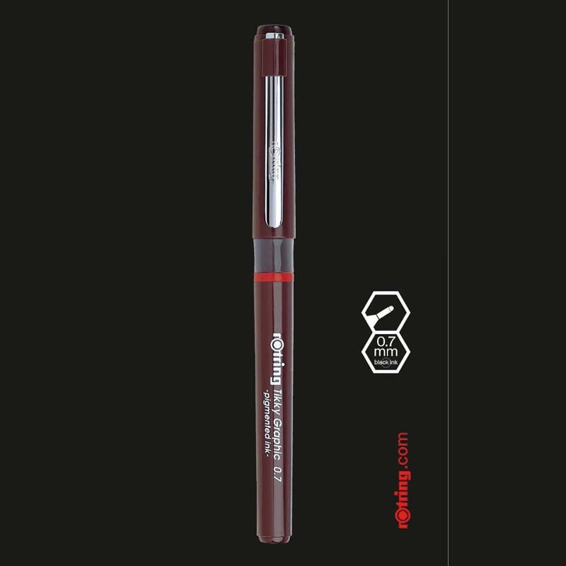 3pcs/lot Rotring Tikky Graphic Pigmented Ink 0.1/0.2/0.3/0.4/0.5/0.7/0.8mm Disposable Liner Pen For Graphic