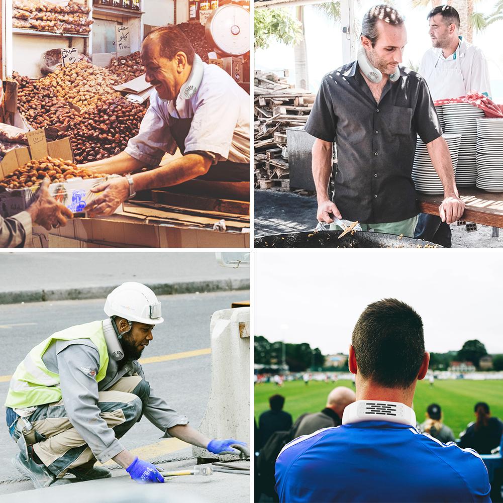 Portable 2 in 1 Air Cooler USB Micro Mini Electric Air Conditioner Personal Cooling Hanging Neck Fan for Summer Outdoor Travel