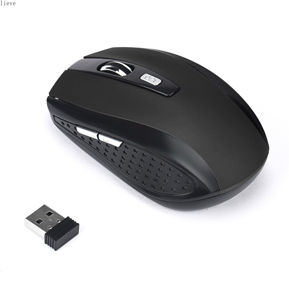 Mouse 2.4GHz USB Receiver Pro Gamer For PC Laptop Desktop Computer Mouse Mice For Laptop computer dota 2 gaming Wireless Mouse: black