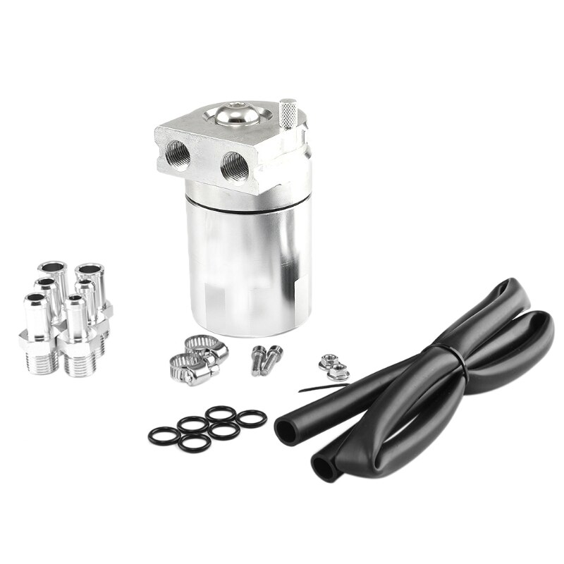 Universal Oil Catch Can Kit Reservoir Tank Engine Black Polish Baffled Aluminum U2JA