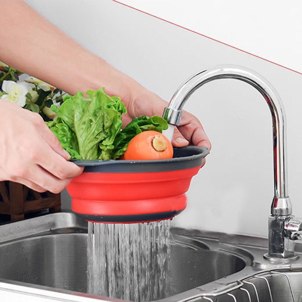 Opvouwbare Siliconen Vergiet Fruit Groente Wasmand Zeef Keuken Of S